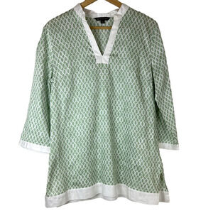 Brooks Brothers Green and White Tunic Top